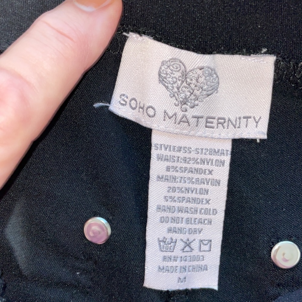 Soho Maternity size Medium leggings stretch knit with rhinestone accents